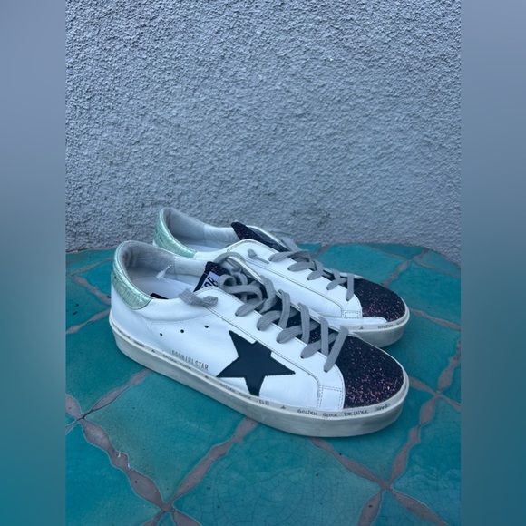 Golden Goose White Hi-Star sneakers with glittery insert and black star - Picture 6 of 16